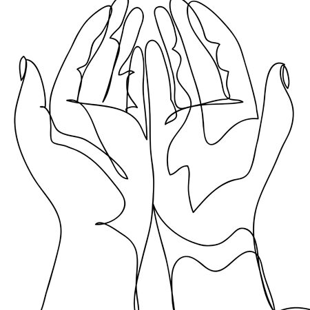 Continuous,Line,Drawing,Of,Prayer,Hand,,Linear,Style,And,Hand